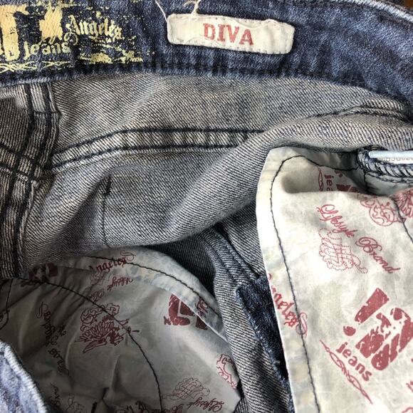 Diva Los Angeles Y2K Vintage Low Rise Dark Wash Jeans Size 8 - Picture 2 of 7